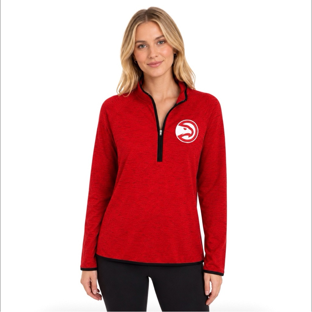 Atlanta Hawks Womens Jacket Size Small Red Pullover Track Style Stretchy